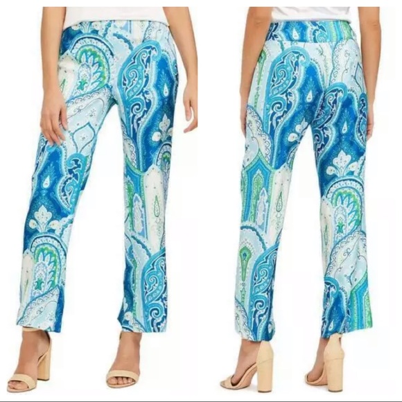 J. McLaughlin Pants - J. McLaughlin Blue paisley Print 100% Silk Pants